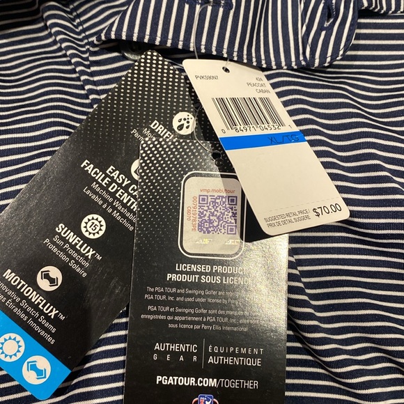 PGA Tour Men’s XL navy and white golf shirt new with tags - Picture 2 of 3